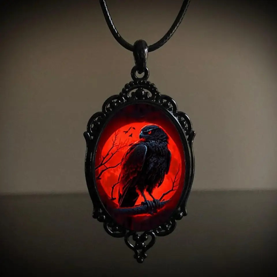 Women'S Vampire Accessories - Gotik Vampir Baykuş Cameo Kolye Kadın