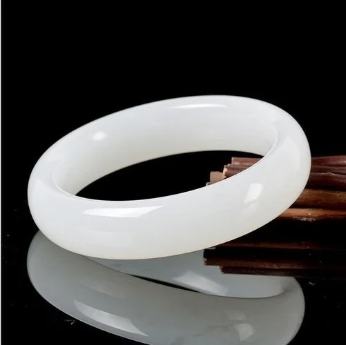 Women Accessories For Hand - Hakiki doğal beyaz yeşim bileklik bileklik