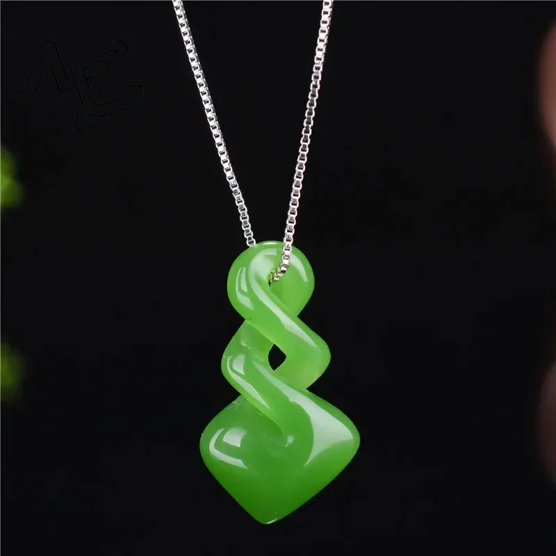 Women Accessories Dropshipping - Doğal Hetian Yeşim Yeşil Renk Kolye