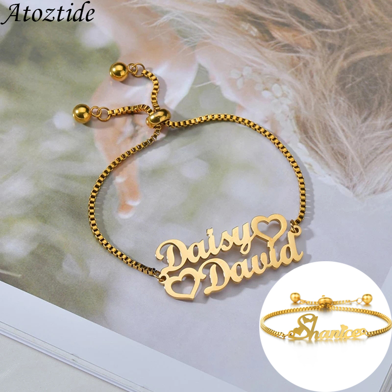 Women Accessories Gift Box - Atoztide özel 1-2 isimleri bilezik paslanmaz