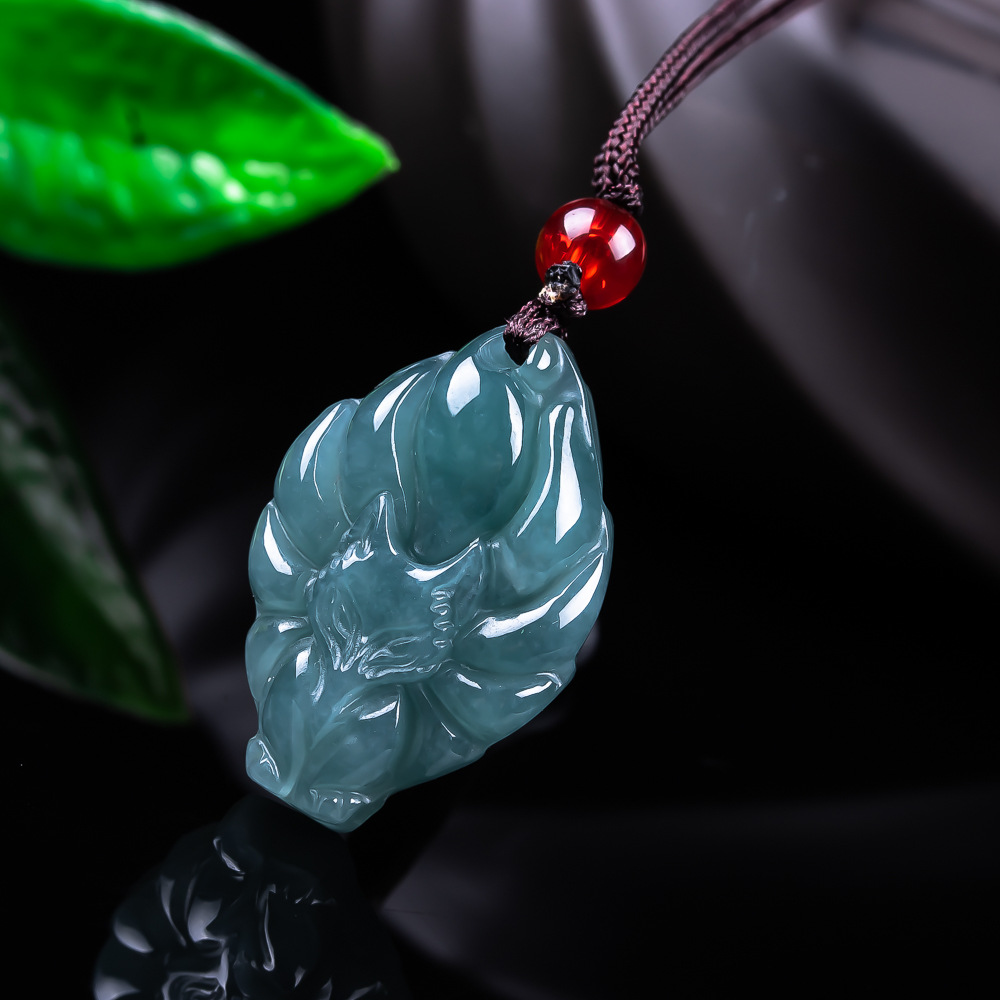 Women Accessories Products - Doğal Birmanya Jadeite Tilki Kolye Kolye