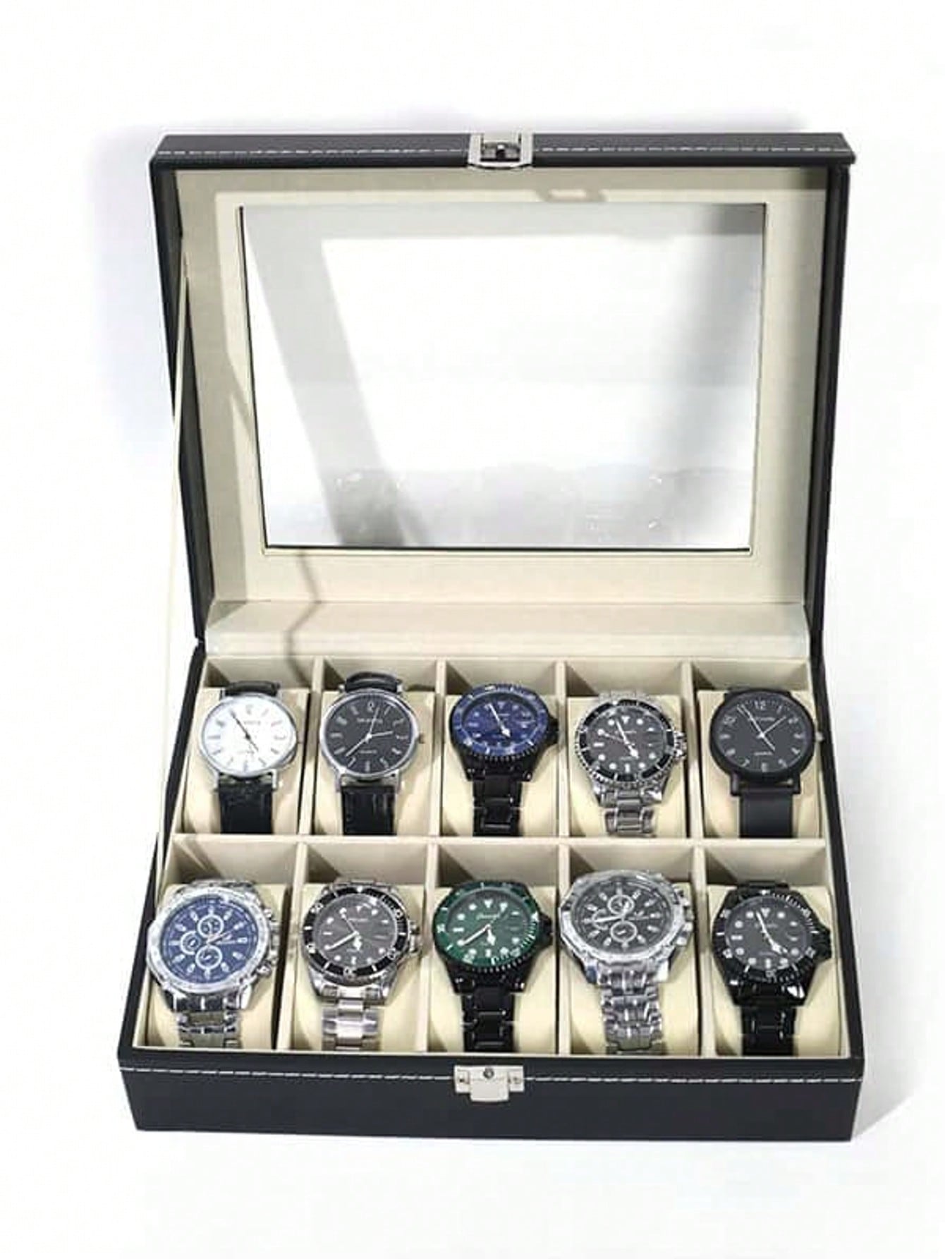 Women Accessories Gift Box - Kilitli Deri Saat Kutusu, Büyük Kapasiteli
