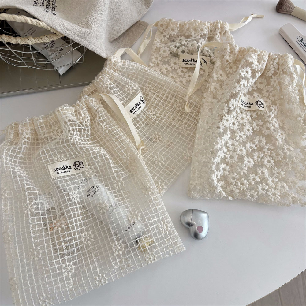 Women Accessories Products - Dantel işlemeli papatya desenli file ipli