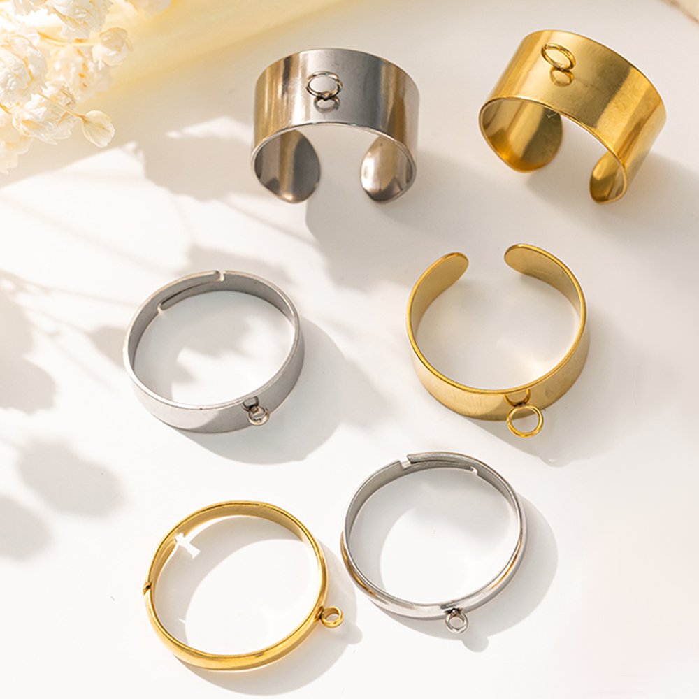 Ring Set Adjustable - 5 adet/grup Paslanmaz Çelik Altın Rengi