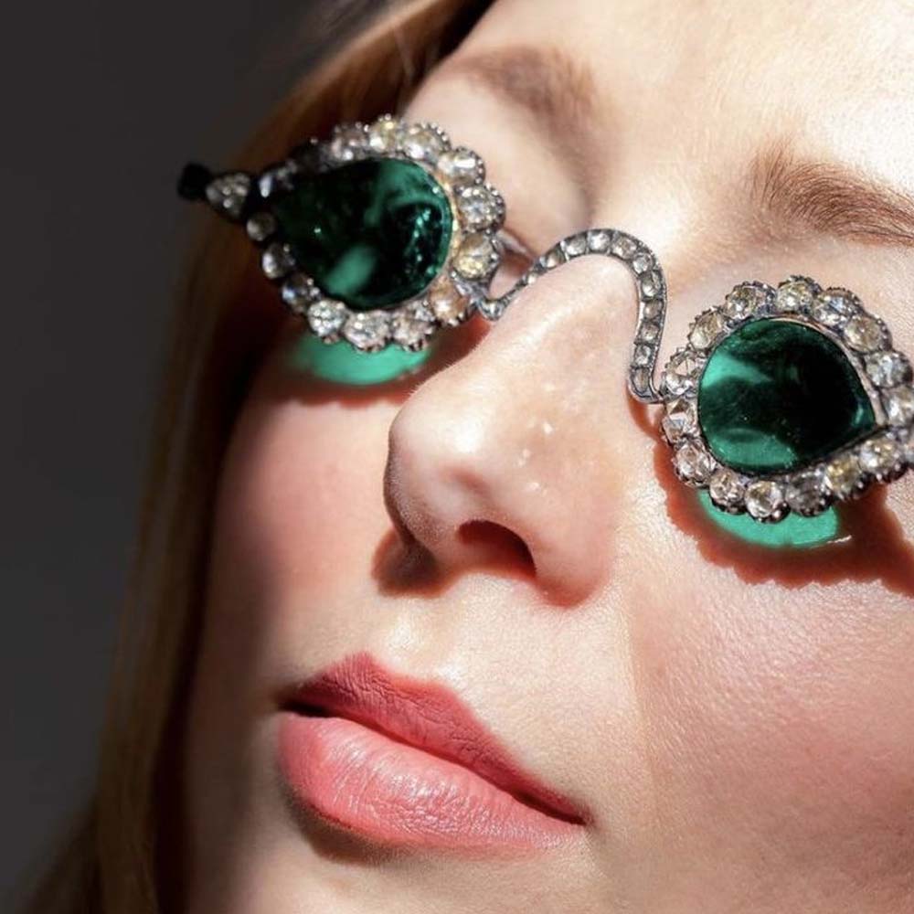 Women Accessories Dropshipping - Stonefans yeşil su damlası güneş gözlüğü