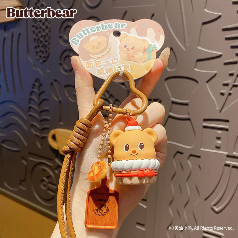 Butter Yellow Women'S Accessories - Karikatür Tereyağı Ayı Gurme Anahtarlık Sevimli