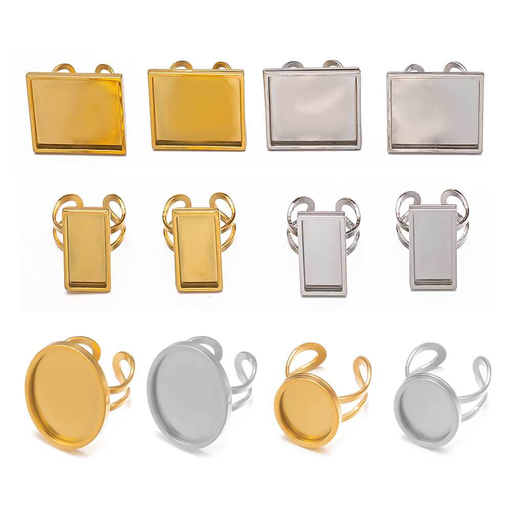 Ring Set Adjustable - 4 adet paslanmaz çelik kare Oval