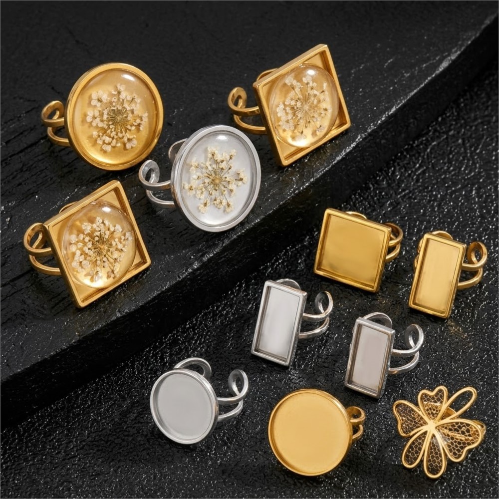 2 adet Paslanmaz Çelik Kare Dü - Ring Set Adjustable incelemesi ve fiyatı
